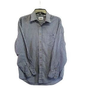 Basic Editions Mens Sz M Blue  Checks Long Sleeve Button Down Shirt